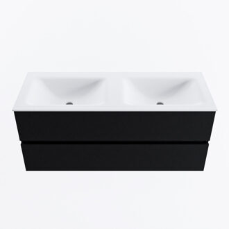 Mondiaz VICA 120cm badmeubel onderkast Urban 2 lades. Wastafel CLOUD dubbel zonder kraangat, kleur Talc.