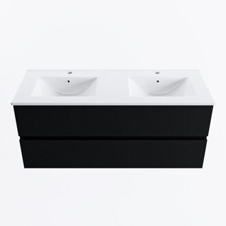 Mondiaz VICA 120cm badmeubel onderkast Urban 2 lades. Wastafel DENIA dubbel 2 kraangaten, kleur Glanzend Wit.