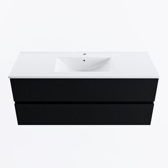 Mondiaz VICA 120cm badmeubel onderkast Urban 2 lades. Wastafel DENIA midden 1 kraangat, kleur Glanzend Wit.