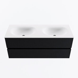 Mondiaz VICA 120cm badmeubel onderkast Urban 2 lades. Wastafel MOON dubbel zonder kraangat, kleur Talc.