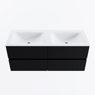 Mondiaz VICA 120cm badmeubel onderkast Urban 4 lades. Wastafel CLOUD dubbel zonder kraangat, kleur Talc.