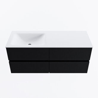 Mondiaz VICA 120cm badmeubel onderkast Urban 4 lades. Wastafel CLOUD links zonder kraangat, kleur Talc.