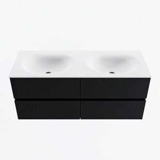 Mondiaz VICA 120cm badmeubel onderkast Urban 4 lades. Wastafel MOON dubbel zonder kraangat, kleur Talc.