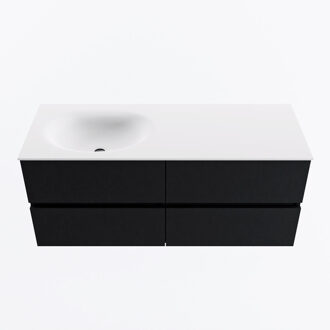 Mondiaz VICA 120cm badmeubel onderkast Urban 4 lades. Wastafel MOON links zonder kraangat, kleur Talc.