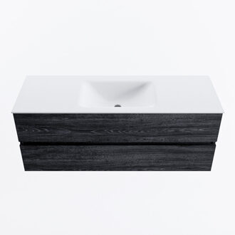 Mondiaz VICA 130cm badmeubel onderkast Antracite 2 lades. Wastafel CLOUD midden 1 kraangat, kleur Talc.