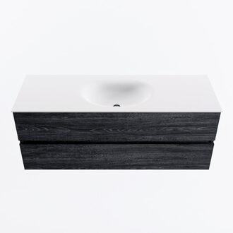Mondiaz VICA 130cm badmeubel onderkast Antracite 2 lades. Wastafel MOON midden 1 kraangat, kleur Talc.