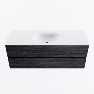 Mondiaz VICA 130cm badmeubel onderkast Antracite 2 lades. Wastafel MOON midden zonder kraangat, kleur Talc.