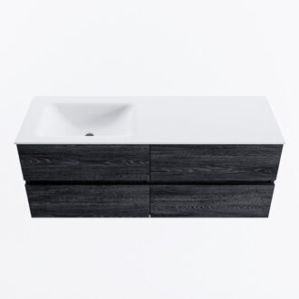 Mondiaz VICA 130cm badmeubel onderkast Antracite 4 lades. Wastafel CLOUD links 1 kraangat, kleur Talc.