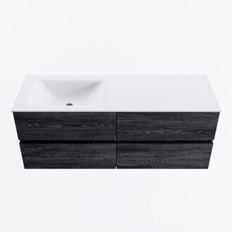 Mondiaz VICA 130cm badmeubel onderkast Antracite 4 lades. Wastafel CLOUD links zonder kraangat, kleur Talc.