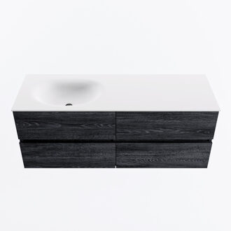 Mondiaz VICA 130cm badmeubel onderkast Antracite 4 lades. Wastafel MOON links zonder kraangat, kleur Talc.