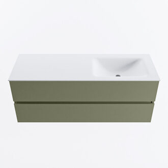 Mondiaz VICA 130cm badmeubel onderkast Army 2 lades. Wastafel CLOUD rechts 1 kraangat, kleur Talc.