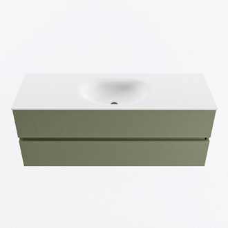 Mondiaz VICA 130cm badmeubel onderkast Army 2 lades. Wastafel MOON midden 1 kraangat, kleur Talc.