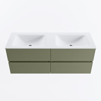 Mondiaz VICA 130cm badmeubel onderkast Army 4 lades. Wastafel CLOUD dubbel 2 kraangaten, kleur Talc.