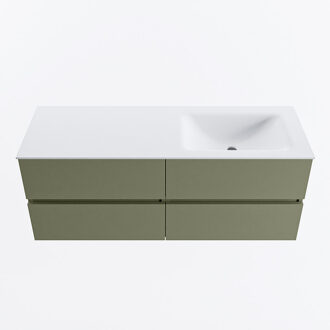 Mondiaz VICA 130cm badmeubel onderkast Army 4 lades. Wastafel CLOUD rechts 1 kraangat, kleur Talc.
