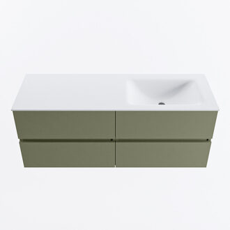 Mondiaz VICA 130cm badmeubel onderkast Army 4 lades. Wastafel CLOUD rechts zonder kraangat, kleur Talc.