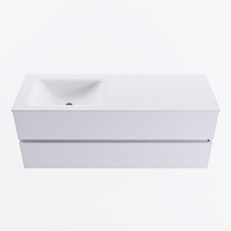 Mondiaz VICA 130cm badmeubel onderkast Cale 2 lades. Wastafel CLOUD links 1 kraangat, kleur Talc.