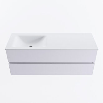 Mondiaz VICA 130cm badmeubel onderkast Cale 2 lades. Wastafel CLOUD links zonder kraangat, kleur Talc.