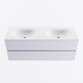 Mondiaz VICA 130cm badmeubel onderkast Cale 2 lades. Wastafel MOON dubbel 2 kraangaten, kleur Talc.