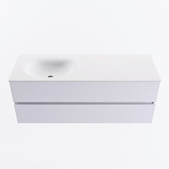 Mondiaz VICA 130cm badmeubel onderkast Cale 2 lades. Wastafel MOON links zonder kraangat, kleur Talc.