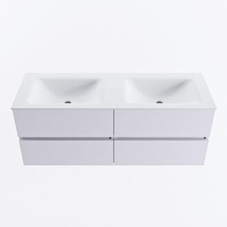 Mondiaz VICA 130cm badmeubel onderkast Cale 4 lades. Wastafel CLOUD dubbel 2 kraangaten, kleur Talc.