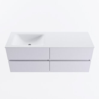 Mondiaz VICA 130cm badmeubel onderkast Cale 4 lades. Wastafel CLOUD links 1 kraangat, kleur Talc.