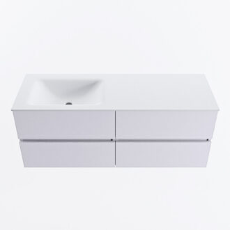 Mondiaz VICA 130cm badmeubel onderkast Cale 4 lades. Wastafel CLOUD links zonder kraangat, kleur Talc.