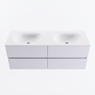 Mondiaz VICA 130cm badmeubel onderkast Cale 4 lades. Wastafel MOON dubbel zonder kraangat, kleur Talc.