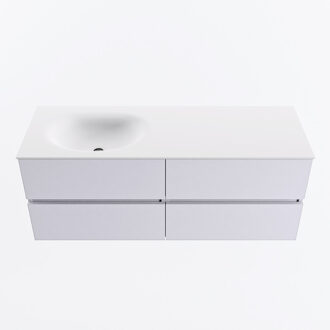 Mondiaz VICA 130cm badmeubel onderkast Cale 4 lades. Wastafel MOON links 1 kraangat, kleur Talc.