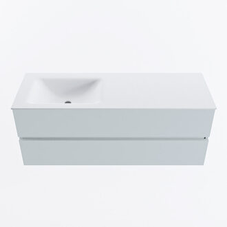 Mondiaz VICA 130cm badmeubel onderkast Clay 2 lades. Wastafel CLOUD links 1 kraangat, kleur Talc.