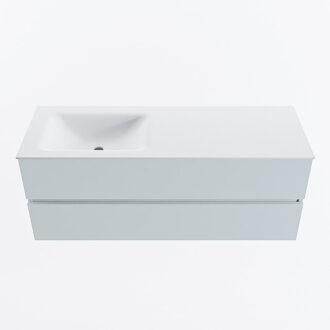 Mondiaz VICA 130cm badmeubel onderkast Clay 2 lades. Wastafel CLOUD links zonder kraangat, kleur Talc.