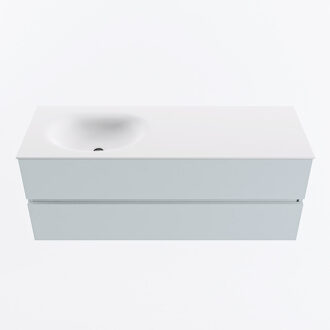 Mondiaz VICA 130cm badmeubel onderkast Clay 2 lades. Wastafel MOON links 1 kraangat, kleur Talc.