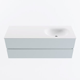 Mondiaz VICA 130cm badmeubel onderkast Clay 2 lades. Wastafel MOON rechts zonder kraangat, kleur Talc.