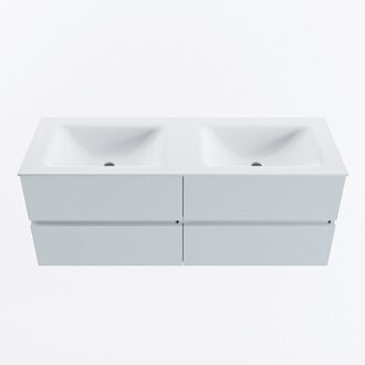 Mondiaz VICA 130cm badmeubel onderkast Clay 4 lades. Wastafel CLOUD dubbel 2 kraangaten, kleur Talc.