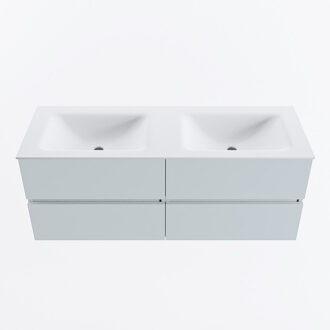 Mondiaz VICA 130cm badmeubel onderkast Clay 4 lades. Wastafel CLOUD dubbel zonder kraangat, kleur Talc.