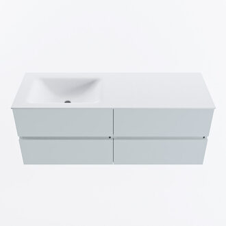 Mondiaz VICA 130cm badmeubel onderkast Clay 4 lades. Wastafel CLOUD links 1 kraangat, kleur Talc.