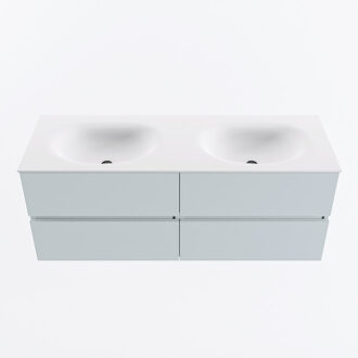 Mondiaz VICA 130cm badmeubel onderkast Clay 4 lades. Wastafel MOON dubbel zonder kraangat, kleur Talc.