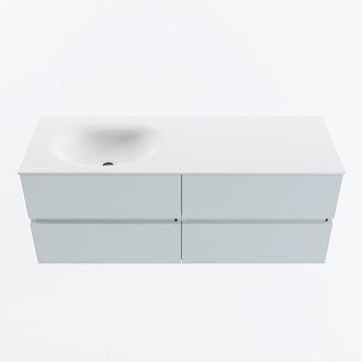 Mondiaz VICA 130cm badmeubel onderkast Clay 4 lades. Wastafel MOON links zonder kraangat, kleur Talc.