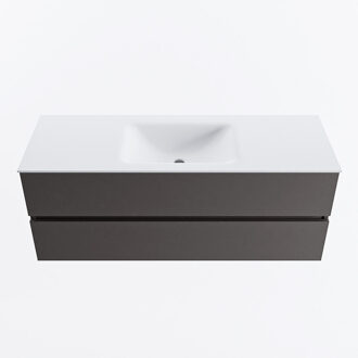 Mondiaz VICA 130cm badmeubel onderkast Dark Grey 2 lades. Wastafel CLOUD midden 1 kraangat, kleur Talc.