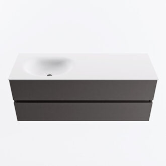 Mondiaz VICA 130cm badmeubel onderkast Dark Grey 2 lades. Wastafel MOON links 1 kraangat, kleur Talc.