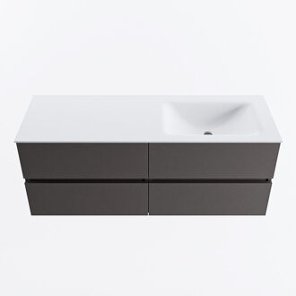 Mondiaz VICA 130cm badmeubel onderkast Dark Grey 4 lades. Wastafel CLOUD rechts 1 kraangat, kleur Talc.
