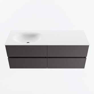 Mondiaz VICA 130cm badmeubel onderkast Dark Grey 4 lades. Wastafel MOON links zonder kraangat, kleur Talc.