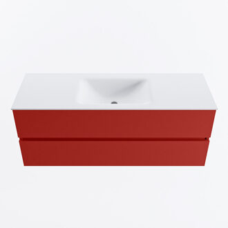 Mondiaz VICA 130cm badmeubel onderkast Fire 2 lades. Wastafel CLOUD midden 1 kraangat, kleur Talc.