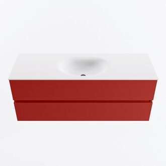 Mondiaz VICA 130cm badmeubel onderkast Fire 2 lades. Wastafel MOON midden zonder kraangat, kleur Talc.