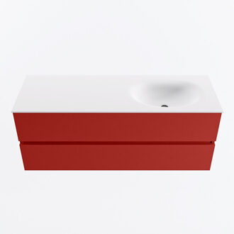 Mondiaz VICA 130cm badmeubel onderkast Fire 2 lades. Wastafel MOON rechts 1 kraangat, kleur Talc.