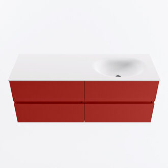 Mondiaz VICA 130cm badmeubel onderkast Fire 4 lades. Wastafel MOON rechts zonder kraangat, kleur Talc.