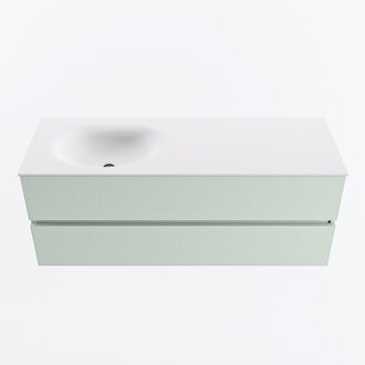 Mondiaz VICA 130cm badmeubel onderkast Greey 2 lades. Wastafel MOON links zonder kraangat, kleur Talc.