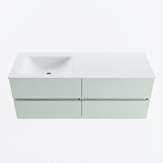Mondiaz VICA 130cm badmeubel onderkast Greey 4 lades. Wastafel CLOUD links 1 kraangat, kleur Talc.