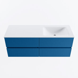 Mondiaz VICA 130cm badmeubel onderkast Jeans 4 lades. Wastafel CLOUD rechts 1 kraangat, kleur Talc.