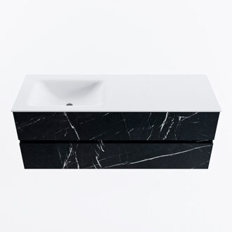 Mondiaz VICA 130cm badmeubel onderkast Marquina 2 lades. Wastafel CLOUD links 1 kraangat, kleur Talc.