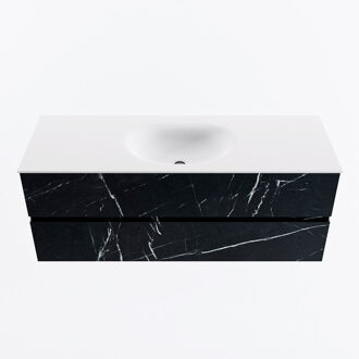 Mondiaz VICA 130cm badmeubel onderkast Marquina 2 lades. Wastafel MOON midden 1 kraangat, kleur Talc.